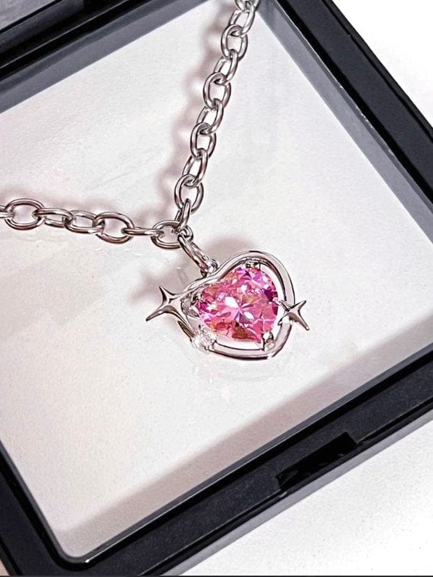 Red, Pink & White Heart Rhinestone Bubblegum Bead Pendant Necklace – Hill  Country Kids Clothing